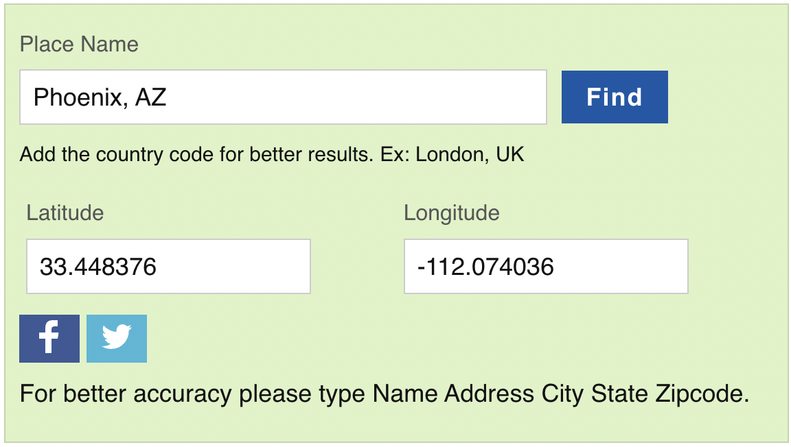 Finding your LAT/LNG coordinates at latlng.net