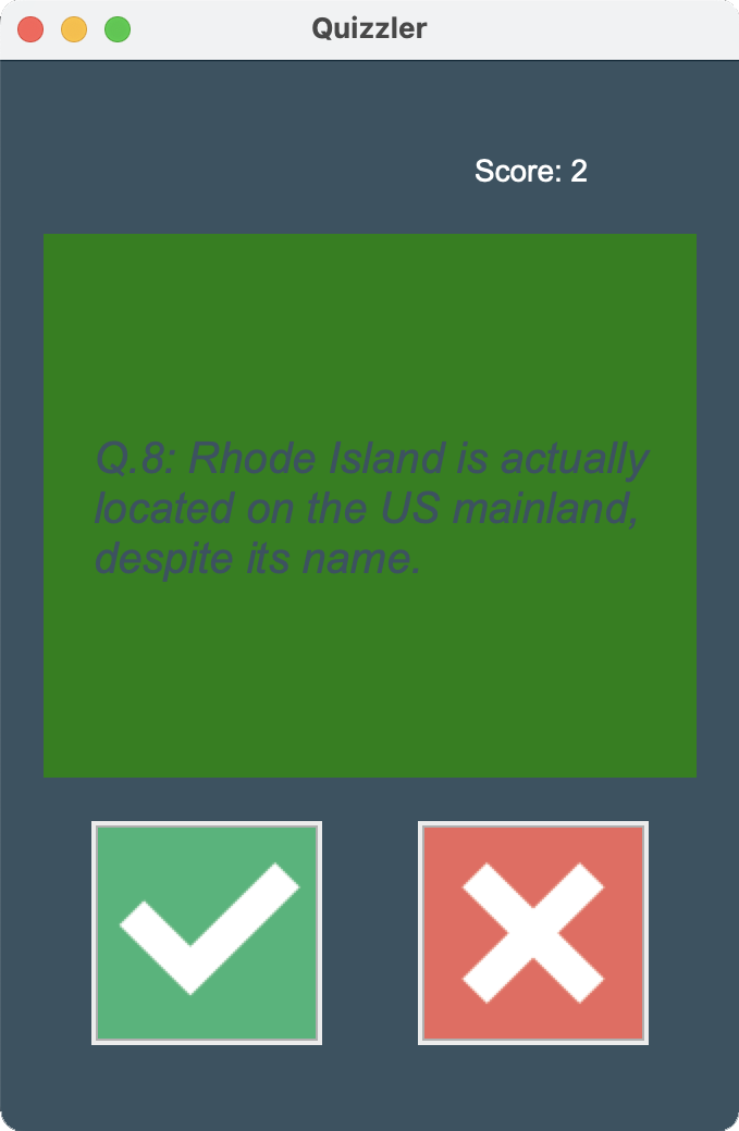Quizzler App Correct Guess Response