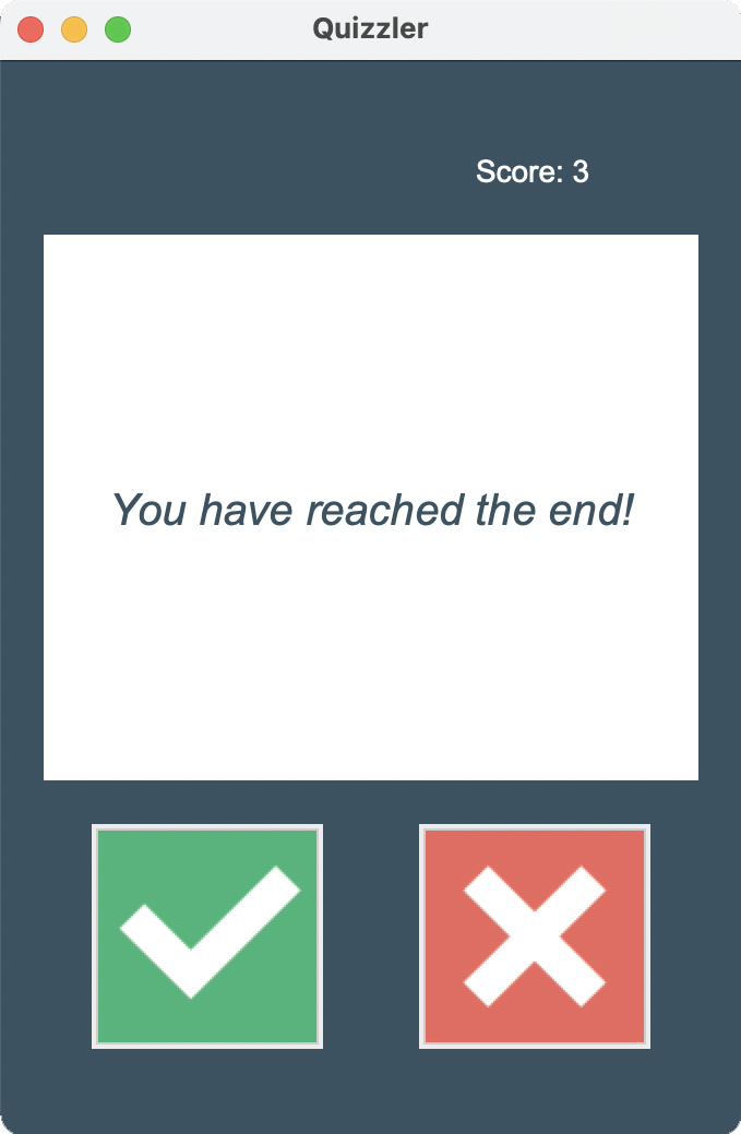 Quizzler App End of Game